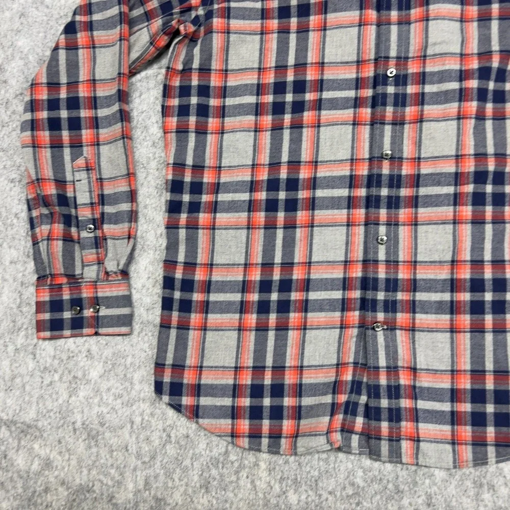 Banana Republic Shirt Mens Large Gray Red Plaid Button Up Casual Preppy Career